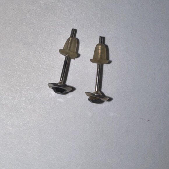 5 Mm Round Black Cz And Sterling Post Earrings - Picture 6 of 14